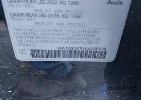 2010 Audi Q5 3.2 Premium from USA, damaged, VIN WA1WKAFP4AA085834